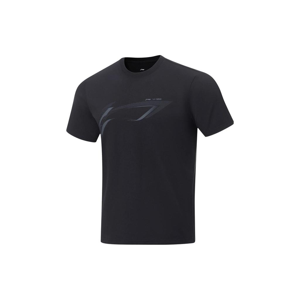 Li-Ning Fitness Series Logo Print Quick-Drying Short Sleeve T-Shirt Men Tops Black ATST573-1