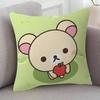 Anime Rilakkuma Cartoon Series Square Pillowcase Soft Waist Sofa Cushion Cover Bedroom Room Pillowcase