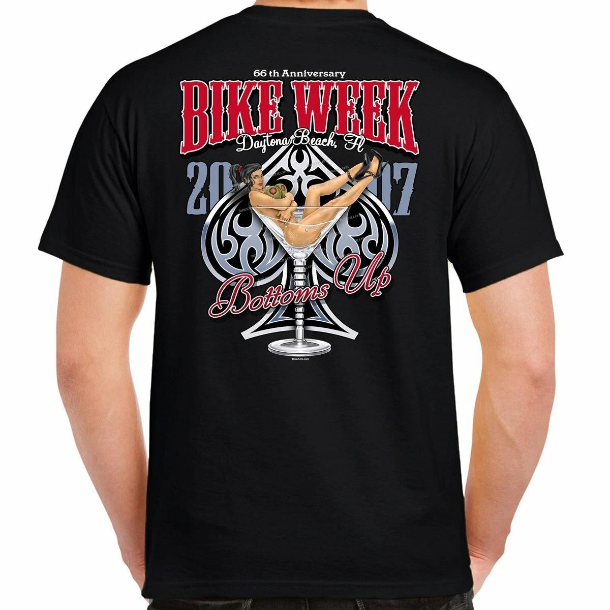 Biker 2007 Bike Week Bottoms Up Pinup Girl Vintage Motorcycle T-Shirt L