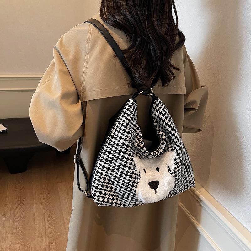Cute Plush Puppy Tote Bag Women'S Bag Fashion Casual Large Capacity Backpack High Sense Women'S Bag