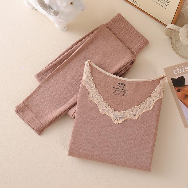 2025 Women's Seamless V-neck Body Shaping Thermal Underwear Set for Autumn/Winter