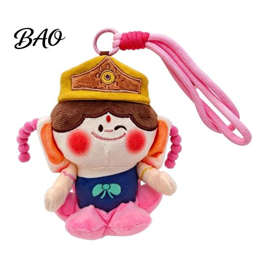 Colorful Woven Bracelet Pendant Cute Buddha Keychain, Dunhuang Style Plush with Embroidered Healing Plushie Gift for Girls Details, Soft Car
