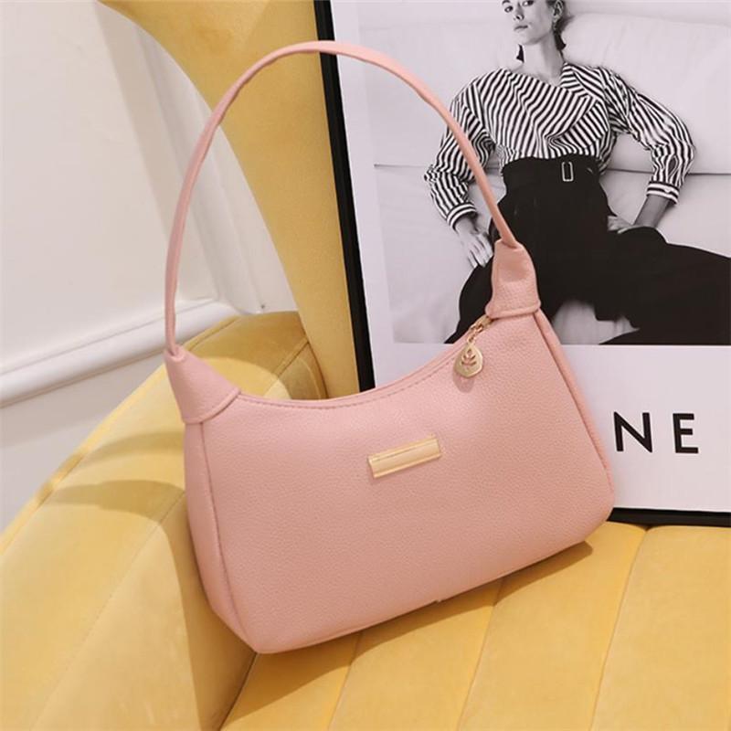 Fashi Shoulder Bag for Women, Solid Color Synthetic Leather Handbag with Zipper Closure, Versatile Underarm Dumpling Bag Purse