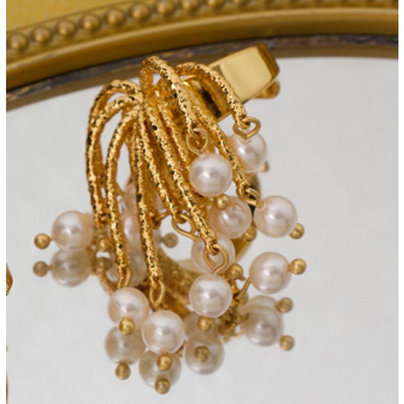 Французская Ретро Мода, Высококлассное Ощущение, Водяные Цветы Огненные Бусины, Серьги, Легкая Роскошь, Нишевое Высококлассное Ощущение