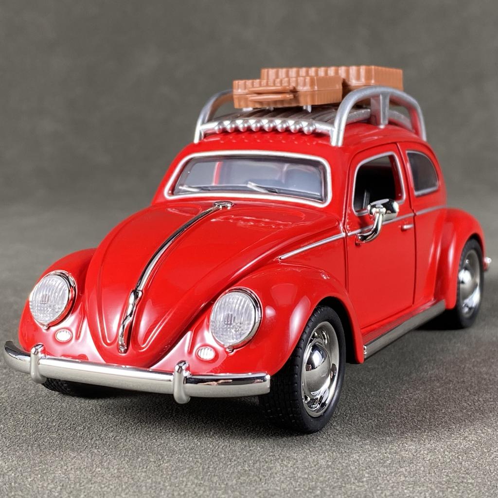 1:32 Volkswagen Beetle Travel Version Compact Sedan Alloy Metal Diecast Model Car Children's Toy Car Classic Retro Cars Holiday
