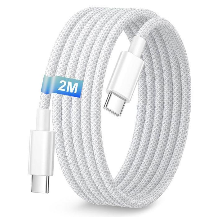Câble USB-C 60W - E.F.Connection - pour iPhone 18 Pro Max iPhone 17 Pro 16 Pro iPhone Air Tissé 2 Mètres