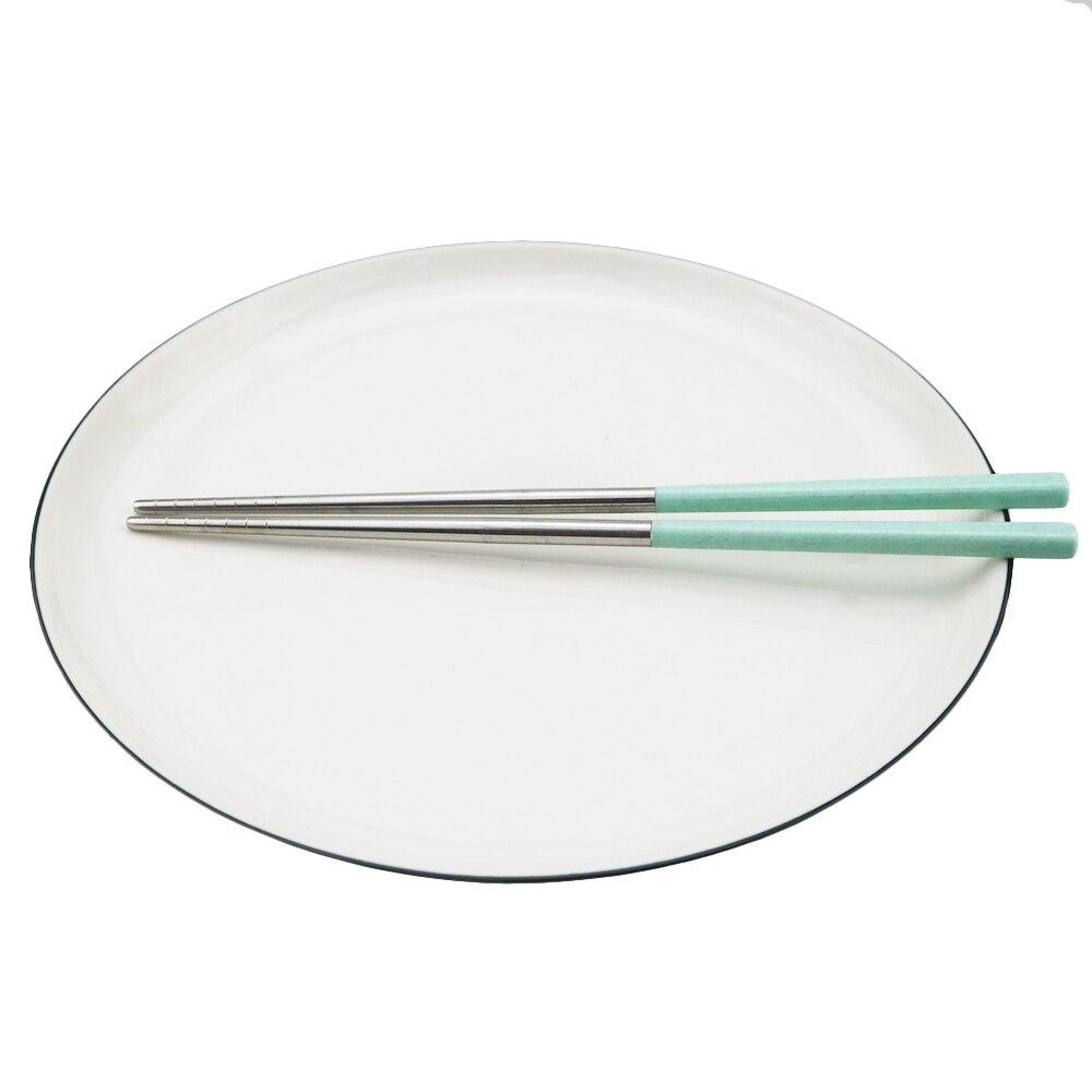 5Pairs Non-slip Head Chopsticks Reusable Stainless Steel Food Chopsticks Family Tableware Set Eco-Friendly Tableware Dinnerware Set