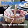 Geflochtener Aufbewahrungskorb Outdoor Picknick Geschenkkorb mit waschbarem Einsatz Für Eier, Obst oder Blumen Leicht zu tragen