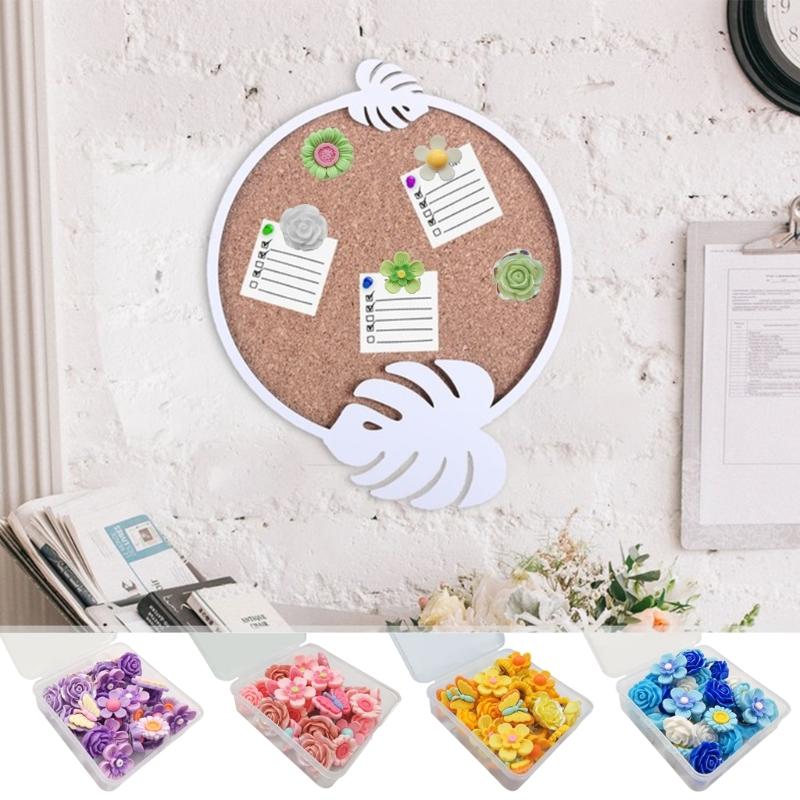 Set of 30 Attractive Flower Push Pins Multifunction Thumb Tacks Pushpin Collection for Securing Documents & Decorating Space