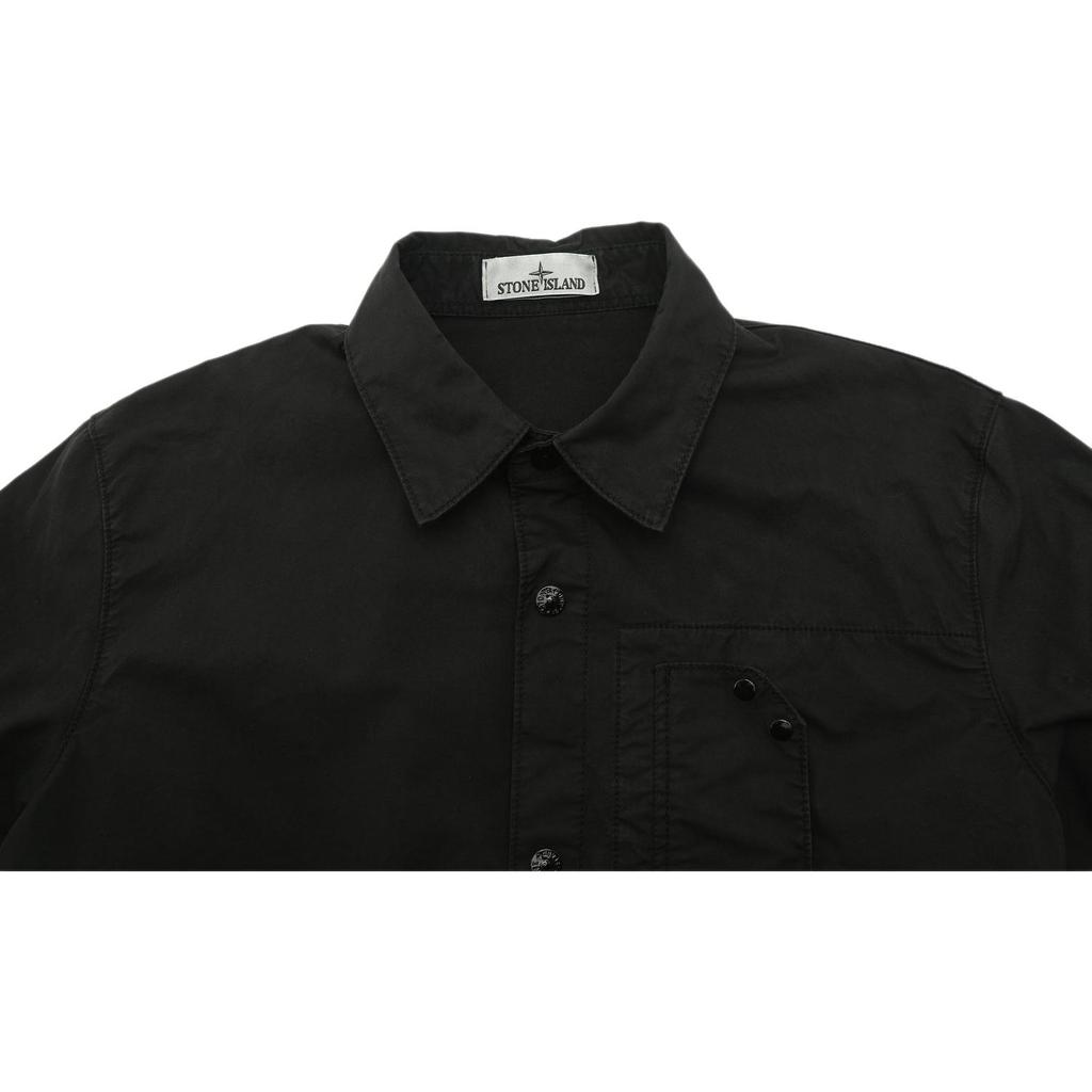 Stone Island Solid Color Button Logo Long Sleeve Jacket Unisex Jackets Black 811511910-V0029