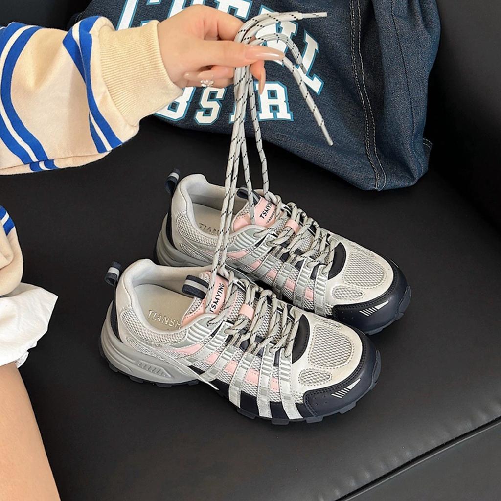 Yueyu versatile color matching dad shoes women's 2025 autumn new thick-soled heightened and old versatile sports and leisure women's shoes