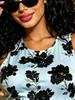 Floral Print On Light Blue Base Sleeveless Bodycon Mini Dress, Women's Casual & Night Out Wear