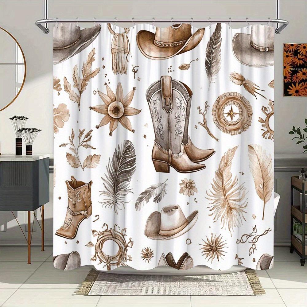 

Elegant Beige and White Bohemian Waterproof Shower Curtain – Perfect for Adding a Warm and Stylish Touch to Your Bathroom Deco 90x180cm