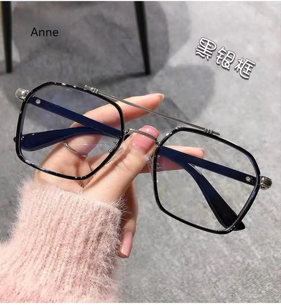Fashion Men Myopia Glasses Anti Blue Light Metal Double Beam Nearsighted Eyewear Finished Student Myopic EyeGlasses 0-600