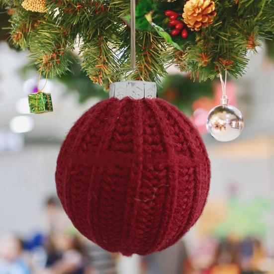 Crochet Ball Christmas Ornaments Handmade Knitted Ball Christmas Tree Ornaments Rustic Hanging Decoration for Winter Holiday Home Decor