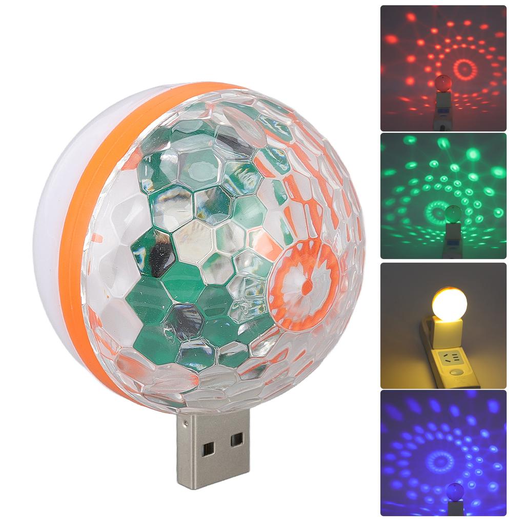 USB Mini Fargerikt Kulelys 2 Lysmoduser DC 5V Stemmestyring RGB Scenelys for Bursdag