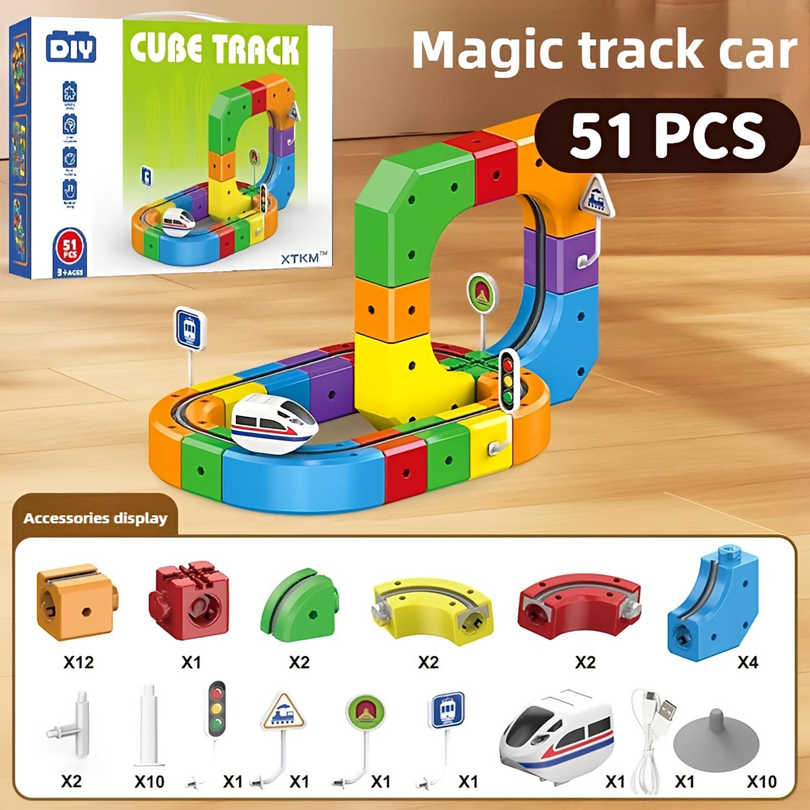 

Children Magic Track Train Fun Electric Assembled Building Blocks Magnetic Rail Car DIY Educational Toy for Kid Christmas Gifts
