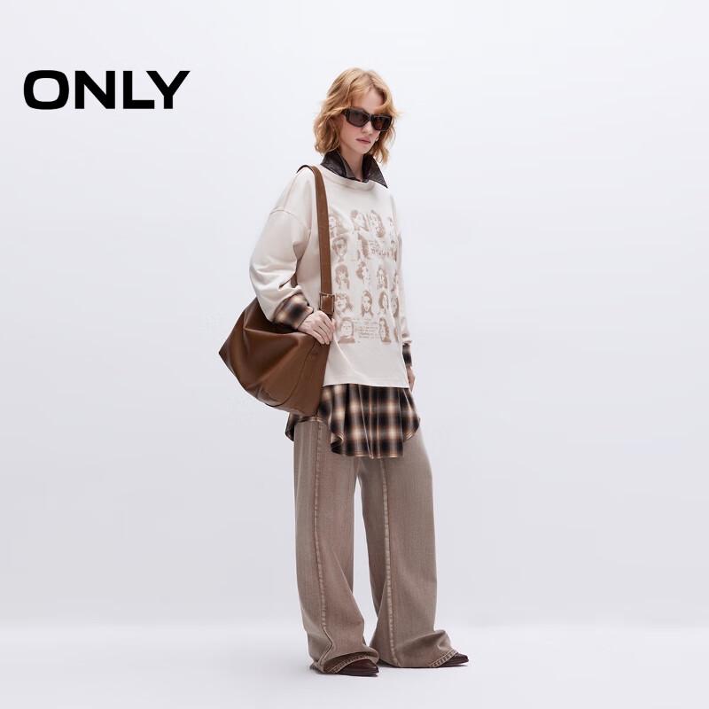 ONLY 2025 Spring Vintage Washed Graphic Loose Crewneck Sweatshirt for Women