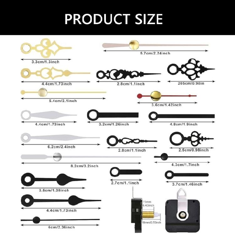 Precisions 5Pcs Quiet Clock Movement Set Plastic Mechanism with Different Pairs of Hands for Smooth Timekeeping Repair