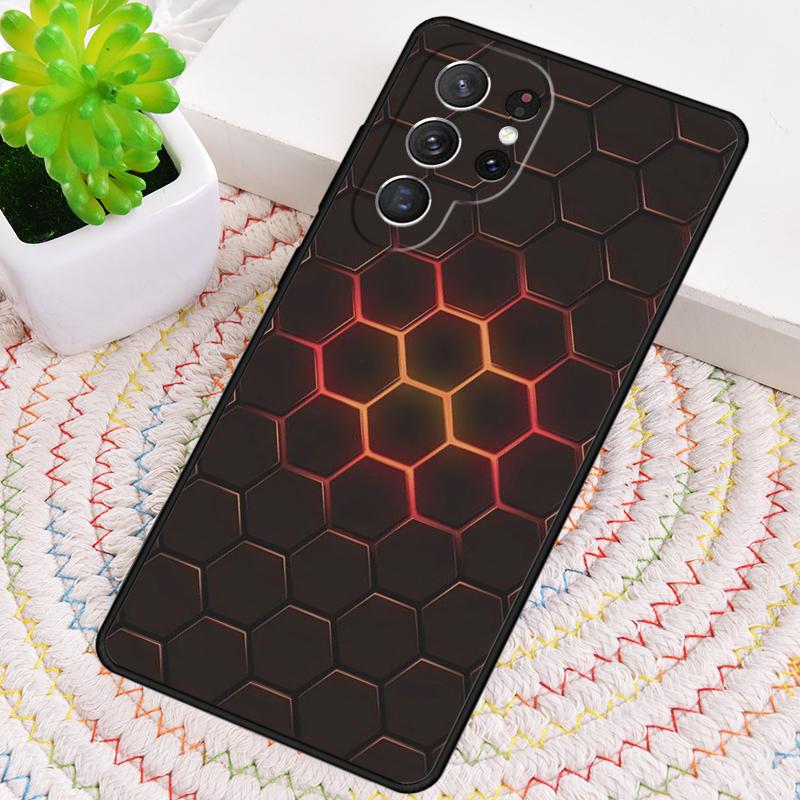 3D Hexagonal Lights Phone Case for Samsung Galaxy note 10 pro S26 Ultra S23 S24 FE S25 S21 S22 PLUS shockproof Cove