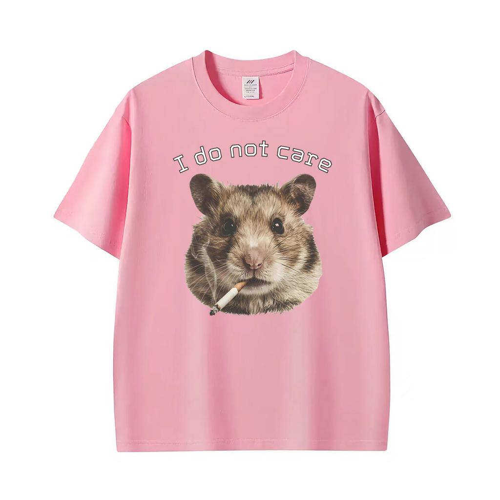 Funny Smoking Hamster Animals Absurdist Meme I Do Not Caret Shirts Unisex Unisex Summer 100 Cotton Oversized Tshirts Streetwear