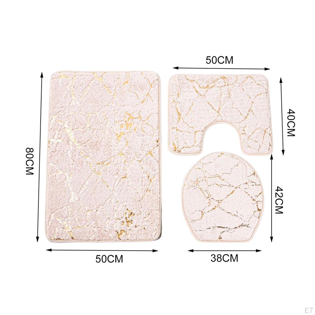 3 Pack Toilet Seat Cushion Sets Decorations Non-slip Breathable Water-absorbent Washable Bath Mat