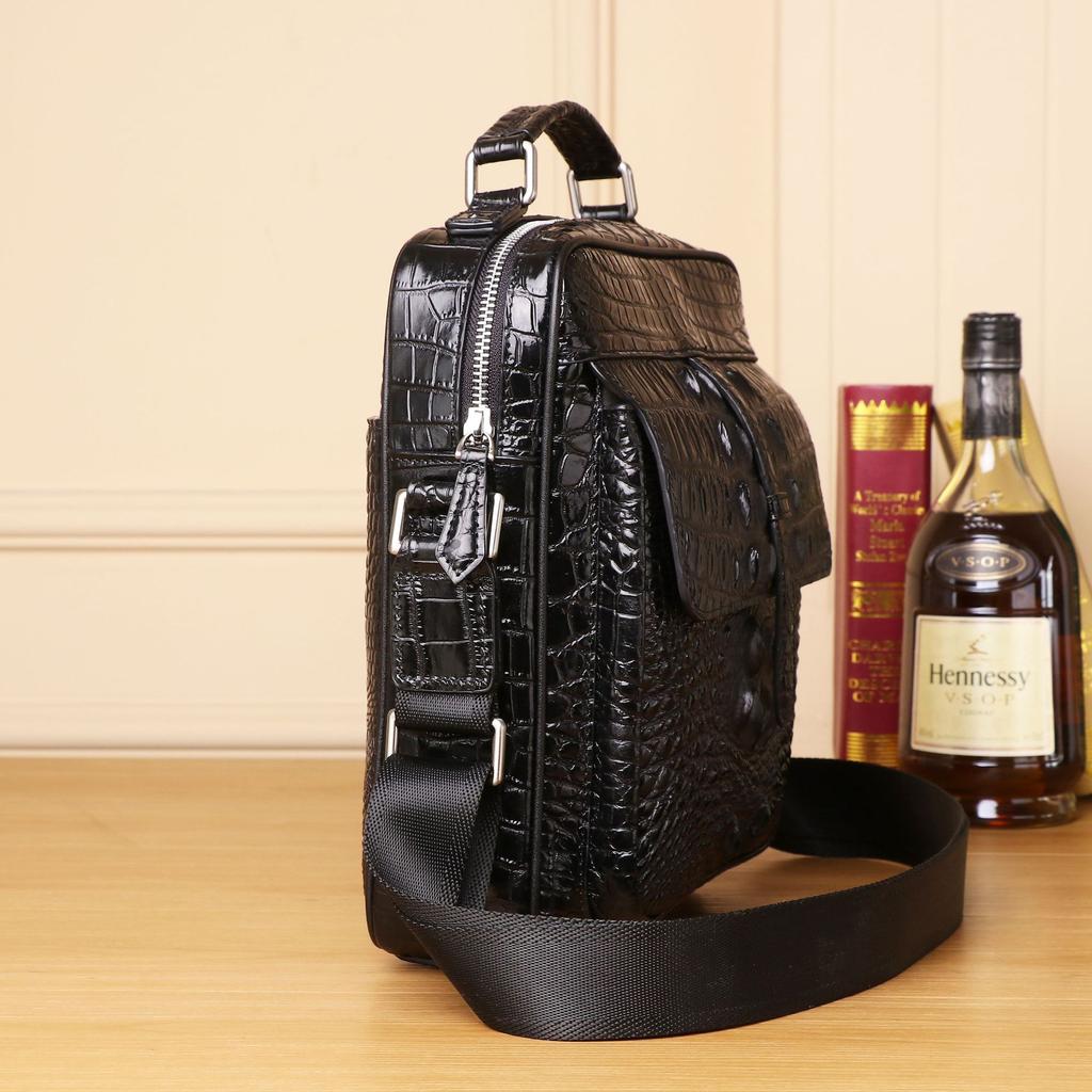 Crocodile-patterned Men's Bag, Daily Small Shoulder Bag, Business Crossbody Bag, Large Capacity Backpack, Casual Leather Men's Bag, Retro
