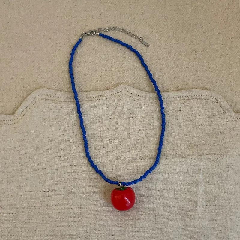 

Trend Jewelry Dopamine Colored Strawberry Lemon Fruits Pendant Bead Necklace for Women Cute Choker Party Necklace