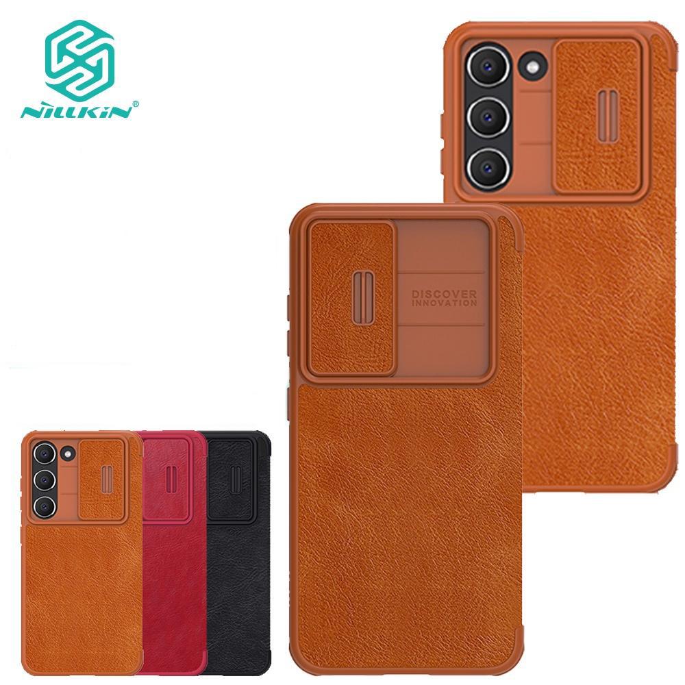 

Nillkin Luxury Flip QIN Pro Кожаный чехол Samsung Galaxy S23 Plus Чехол Ударопрочный защитный чехол для камеры Slider с держателем карты