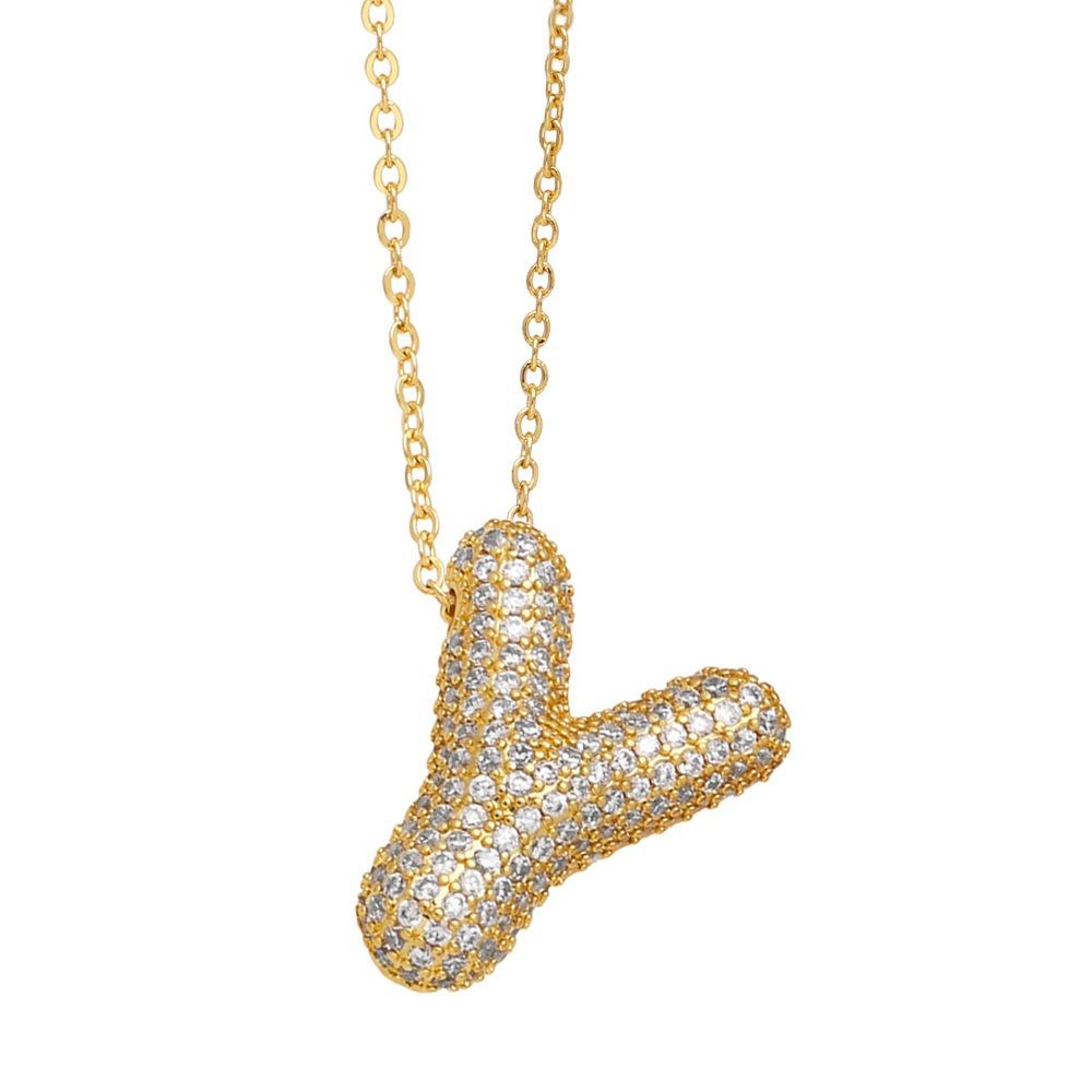 Alphabet 26 Letters Necklace Gold Color Women Sweater Chain Simple A-Z Letter Clavicle Chain  Daily