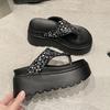 Fashion 8.5CM Heels Chunky Platform Slippers Women Bling Open Toe Thick Bottom Wedges Sandals Woman Summer Female Beach Flip Flops