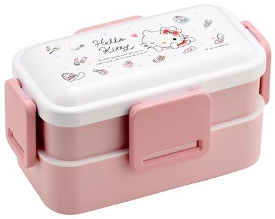 Kadınlar İçin 2 Katlı 600ml Öğle Yemeği Kutusu Antibakteriyel Kabarık Kubbe Kapaklı Japonya'da Üretilmiştir Sanrio Hello Kitty Suluboya Kozmetik PFLW4AG