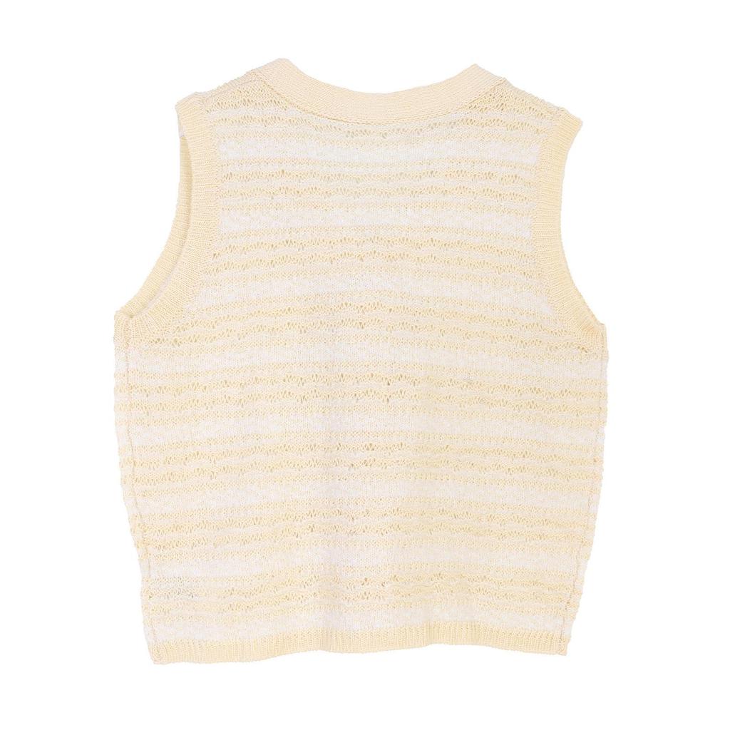 French V-Neck Slim Fit Cardigan - Floral Button, Sleeveless Knitwear for Spring/Summer