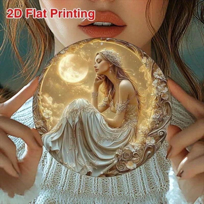 

Metal Poster Moon and Flowers Vintage Wall Art for Kitchen Decor