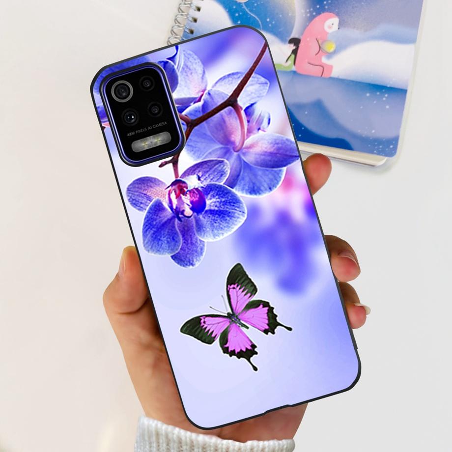 For LG K52 K42 K62 2020 Phone Case Back Cover Black Matte Soft TPU Silicone Bumper Shell For LG Q52 Q62 LGK52 K 62 Butterfly Bag