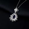 Potiy Created Sapphire Pendant Aesthetic Necklace No Chain Sterling Silver for Women Daily Wedding Party Jewelry Luxury