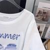 Women's Plus Size Slimming Loose Fit Mid-Length Round Neck Short-Sleeve T-Shirt (Sizes 200/300/350 Jin)