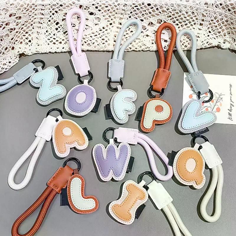 PU Leather 26 Keychains Colorful Braied Wrist Strap Anti-loss Lanyard Keyring Suitcase Camera Phone Case Backpack Pendant