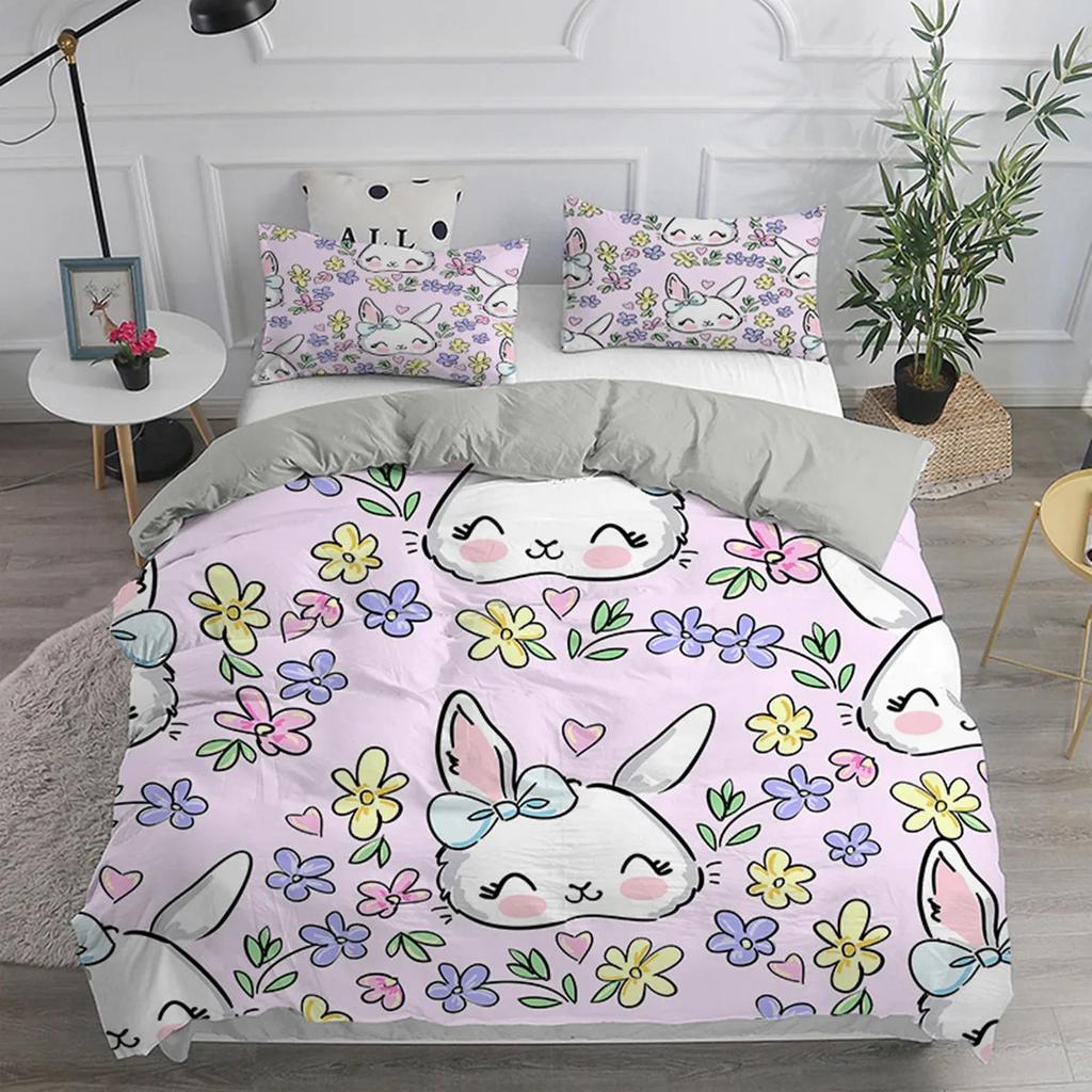 Comforter Cartoon Rabbit For Children Girl Boy Gift Bunny Polyester Cartoon Animals Theme For Bedroom Decorations