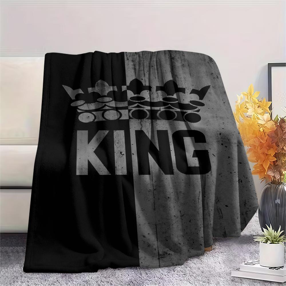 1Pc King or Queen Print Flannel Blanket, High quality Comfortable for All Seasons, Home Decor, Warmth and Comfort, Perfect for Gifts