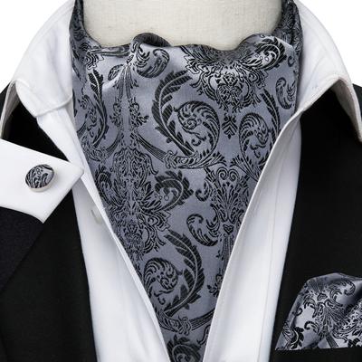 Conjunto de gravata masculina de negócios com lenços de seda Ascot para homens conjunto de abotoaduras de lenço
