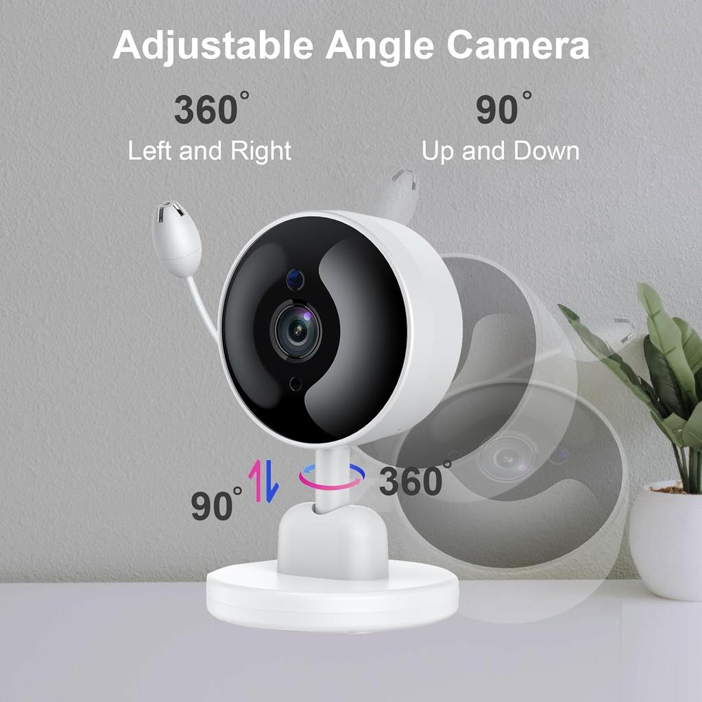 Baby Monitor with Camera and Audio, 2K WiFi Indoor Video Baby Camera with Mount, Motion & Cry Detection, Temp & Humidity Sensor, Night Vision, 2 Way