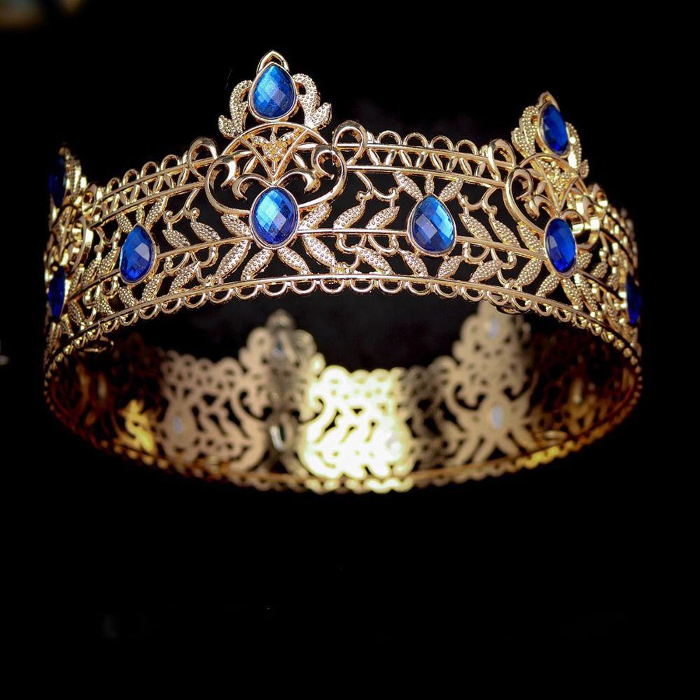 Hair Ornaments Baroque Crown Shiny Princess Tiara Elegant Rhinestone Crown Man