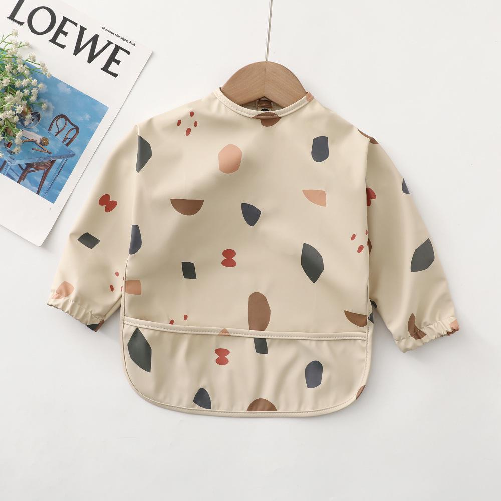 Waterproof Reversible Smock Bib for Babies - Super Soft, Food Catcher, Anti-Stain, Feeding Bib