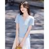 Women's V-neck Knit Short Sleeve Top