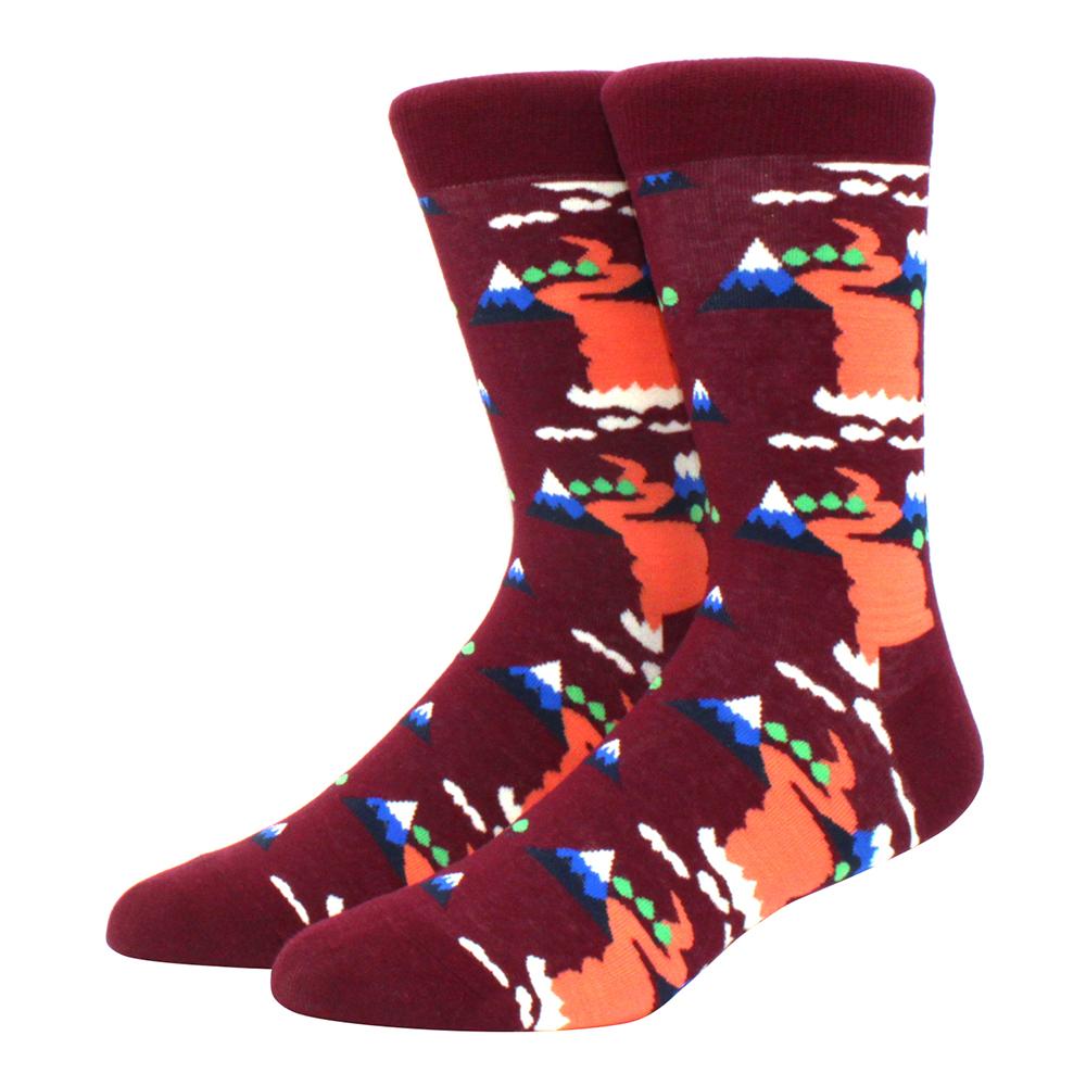 brand new men's socks colorful combed cotton crew socks Jacquard striped knee high socks for Funny men business casual dress