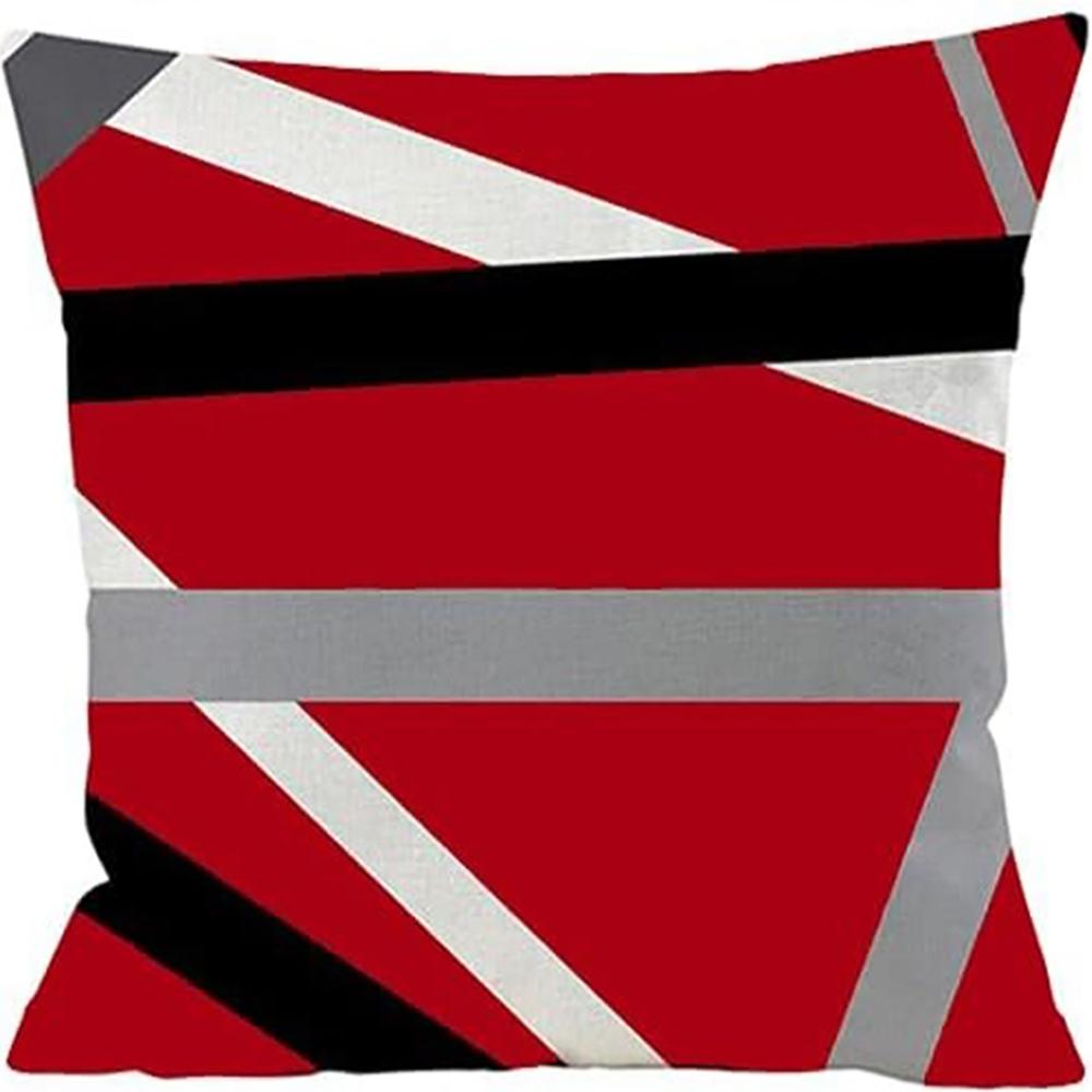 

Red and black geometric modern cool style pillowcase bedroom sofa decorative cushion cover with zipper pillowcase 16x16Inch