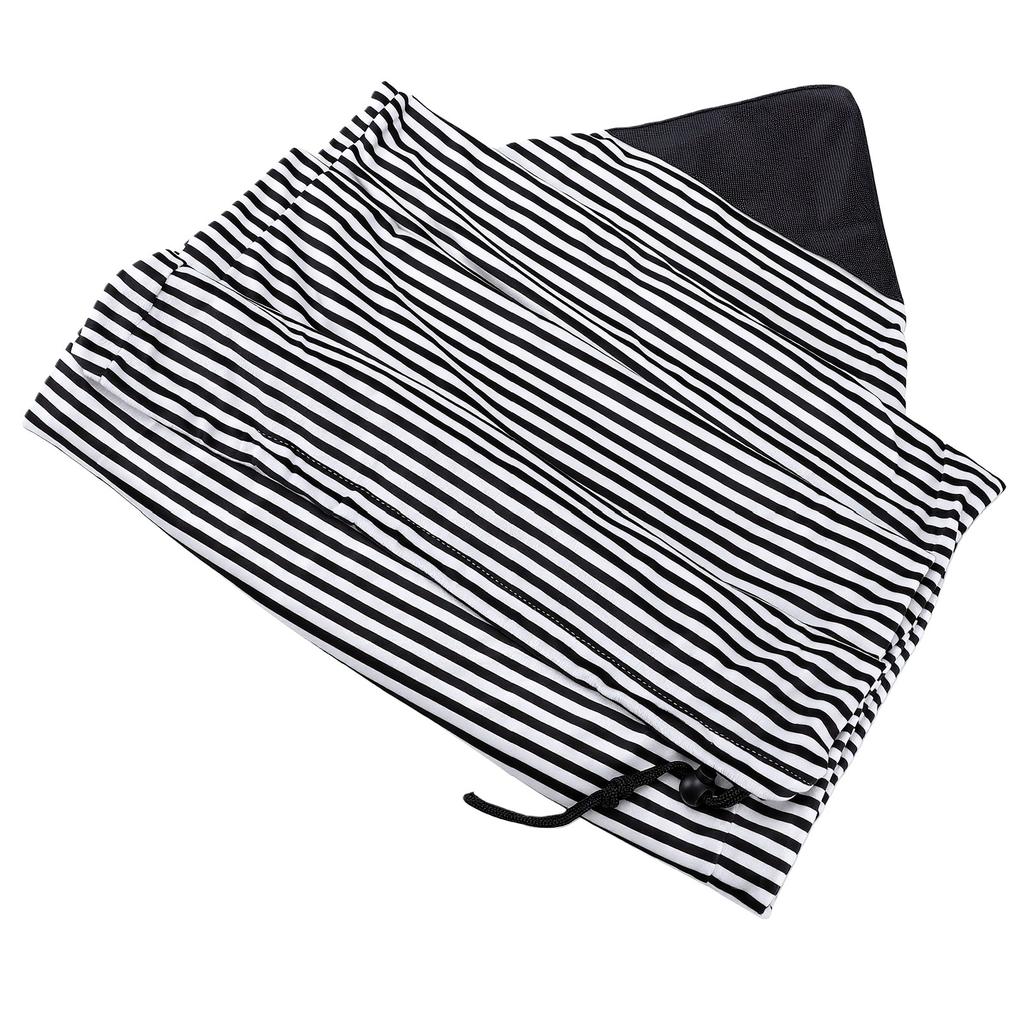 Gestreifte Surfbrettsocke Schutzhülle Dehnbar Paddleboard Abdeckung mit Tasche für Surfzubehör Schwarz Weiß 180x50cm