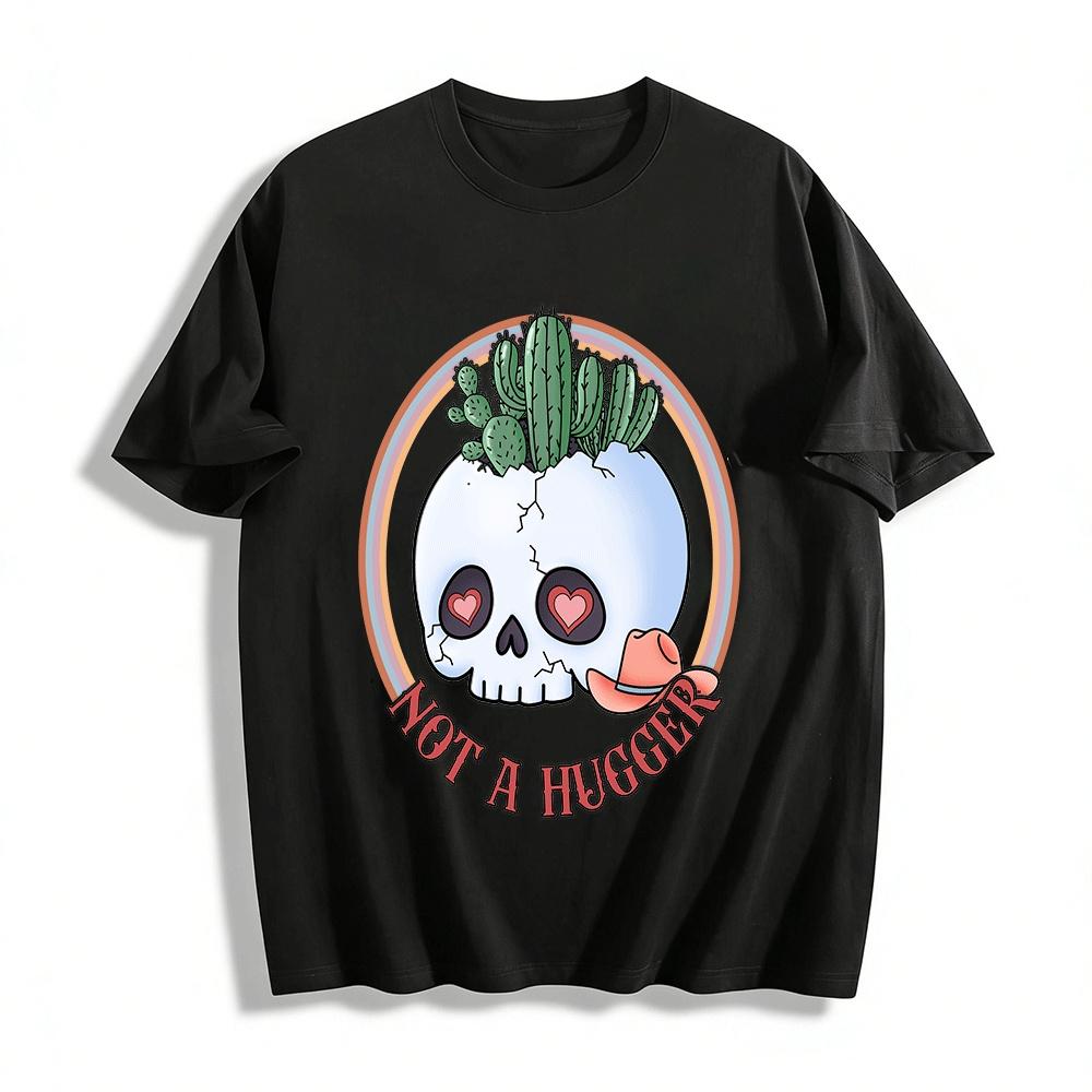 

Retro Cactus Skull Print Top Introvert Fun Casual T-Shirt Pure cotton T-shirt XXS