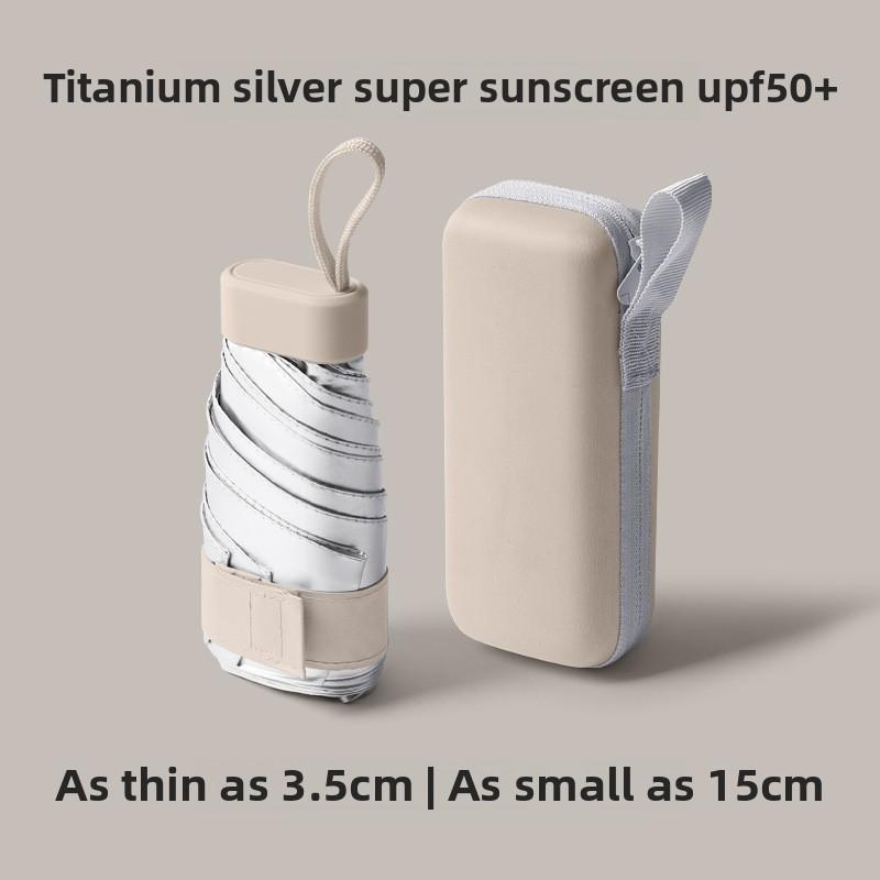 Titanium Silver Sun Protection 50+ Folding Capsule Umbrella for Women with High-end Ultraviolet 50% Off Sun Protection